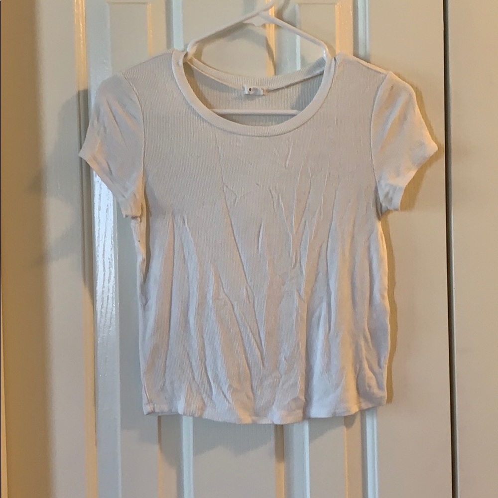 Garage white shirt sleeve ribbed t-shirt